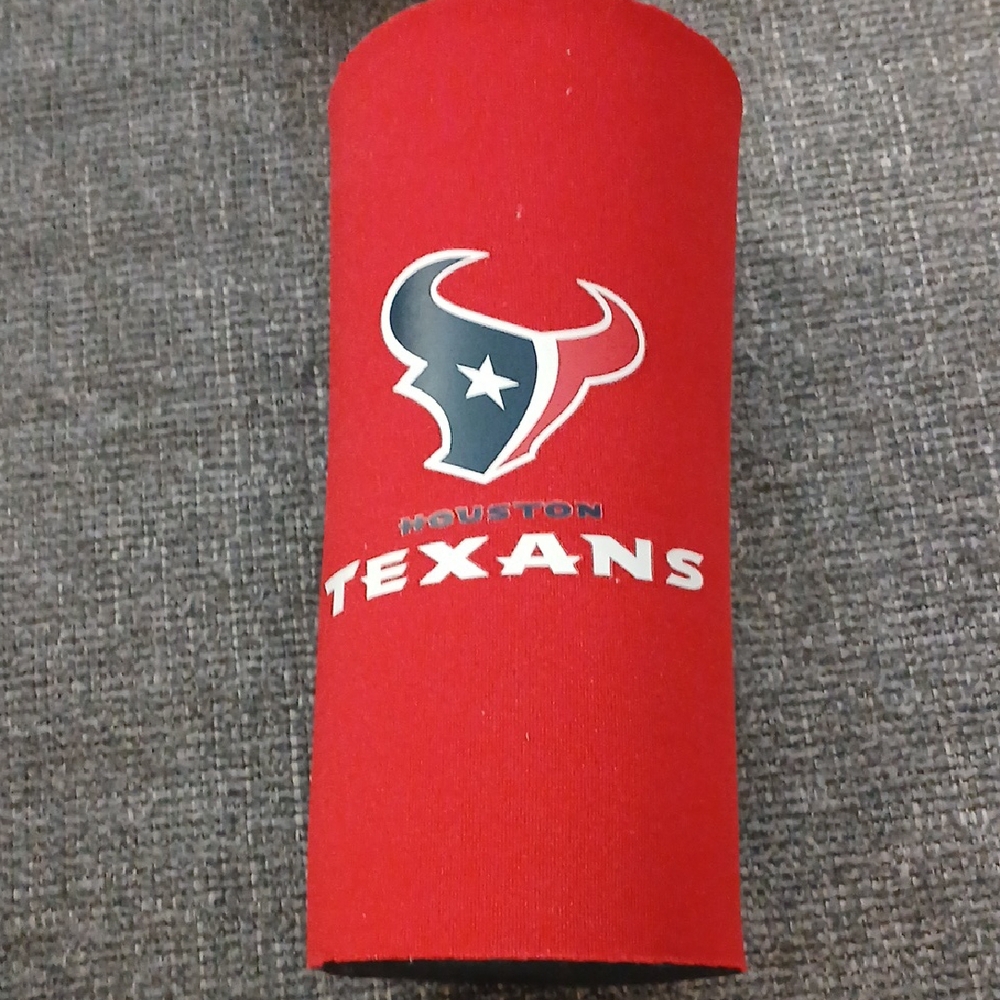 Red Drink Holder Tall Coozie "Texans"
